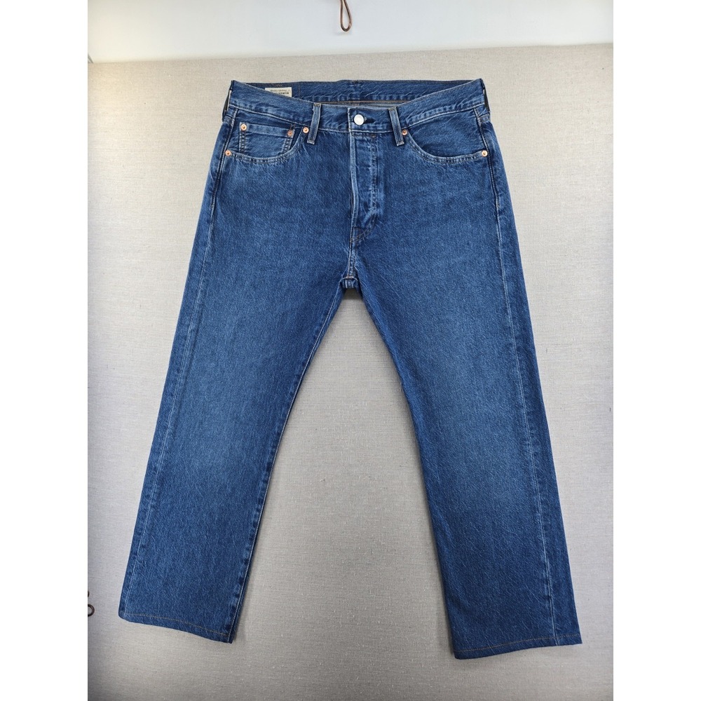 Levis Premium 501 Jeans Mens 33 Fits 34x27" Blue Medium Wash Denim Big E